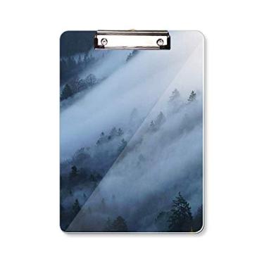 Imagem de Fog Forest Mist Clouds Mountain Nature Prancheta pasta para escrever placa de apoio A4
