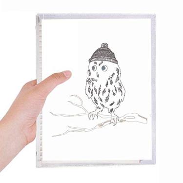 Imagem de Caderno Freehand Sketch com cabeça de coruja e folhas soltas para diário recarregável