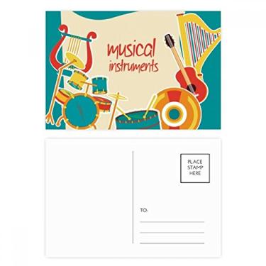 Imagem de Conjunto de cartão postal de aniversário com estampa de instrumentos musicais para fone de ouvido, cartão de agradecimento