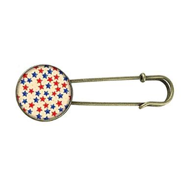 Imagem de Broche de Metal Retrô com Pingente de Pentagrama Azul e Vermelho, Broche para Roupa