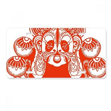 Imagem de DIYthinker Cabeça de ópera de Pequim, corte de papel, placa de licença decoração de aço inoxidável para automóveis