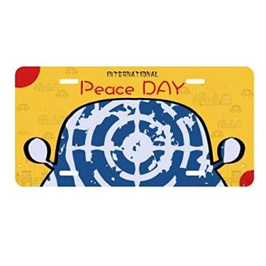 Imagem de DIYthinker Placa de licença com desenho de alvo azul redonda, placa de automóvel, decoração de carro, dia da paz
