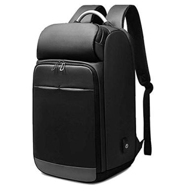 Imagem de Mochila para laptop Mochila multifuncional masculina à prova d'água Bolsa de viagem ao ar livre Mochila para computador empresarial, preta