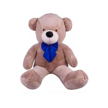 Imagem de Urso Gigante Pelúcia Grande Teddy 1,10 Metros - Laço Personalizado (Doce de Leite com Laço Vermelho)