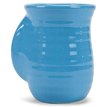 Imagem de Elanze Designs Caneca de cerâmica canelada 400 ml para aquecer as mãos, azul gelo
