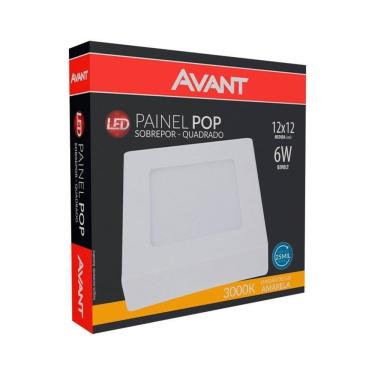 Imagem de Plafon Painel LED Avant Quadrado Sobrepor | 3K, 6W, 12cm, 360 Lúmens