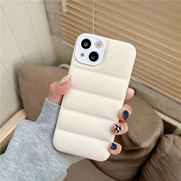 Imagem de Luxo Matte The Puffer Case Para iPhone 11 12 13 14 Pro XS Max X XR Plus Down Jacket Mobile Phone Shell Soft TPU Silicone, Branco, Para iPhone 13