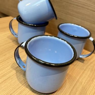 Imagem de Jogo 4 Canecas Esmaltada Agata Nº 6 160ml Cores Produto Nacional (AZUL-CLARO)