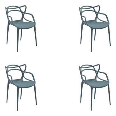 Imagem de Kit 4 Cadeiras Decorativas Sala E Cozinha Feliti (Pp) Verde Petróleo G