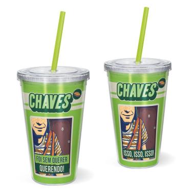 Imagem de Copo Canudo 600ml Licenciado CHAVES - Chaves - verde