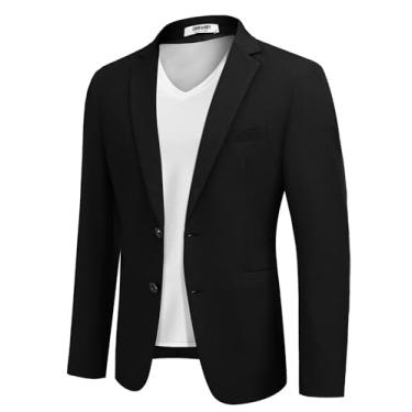 Imagem de COOFANDY Jaqueta masculina casual esportiva slim fit leve blazer com dois botões, Preto, Medium