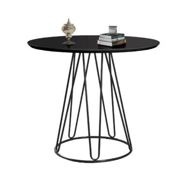 Imagem de Mesa De Jantar Preta 1,0m Rubi Base Metal Tampo Com Vidro