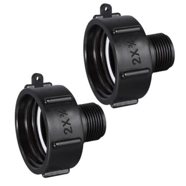 Imagem de 2 pacotes 275 330 IBC adaptador de dreno IBC adaptador de mangueira de água macho 5 cm rosca grossa X macho 3/10.2 cm G mangueira de jardim conector de plugue de drenagem para mangueira de jardim