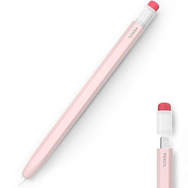 Imagem de LJFLYXRI Capa de silicone compatível com Apple Pencil 1ª geração, capa protetora de silicone de duas cores, prevenção de rolagem sensação de silicone confortável perfeita (rosa)