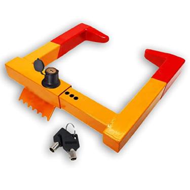 Imagem de VaygWay Braçadeira de pneu trava de roda universal - Estabilizador de bota de metal de segurança resistente antifurto trava de calço de carro reboque de roda de segurança garra de travamento de viagem