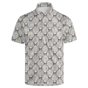 Imagem de Camisas polo de golfe masculinas dry fit manga curta atlética camisa casual gola camiseta tênis, Retrô engraçado, XXG