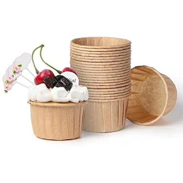 Imagem de Nax Caki Forros de cupcake marrom pergaminho 100 peças tamanho padrão, copos de embalagem de papel para muffin, papel de suporte, envoltórios resistentes à prova de gordura para casamento, aniversário, festa, presente