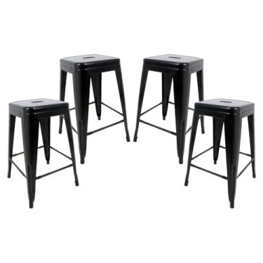 Imagem de Banqueta Resistente para Bar Balcão Iron Tolix Média Sem Encosto Preta