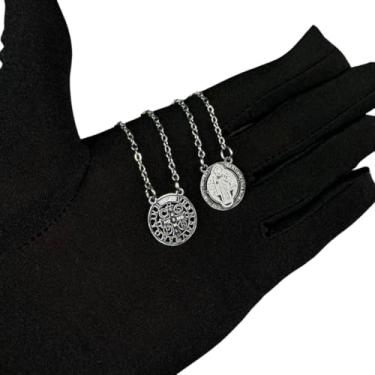 Imagem de Colar Corrente Escapulário Masculino São Bento Prateado Não Escurece Minimalista Aço Inox 316L (Medalha Vazada)