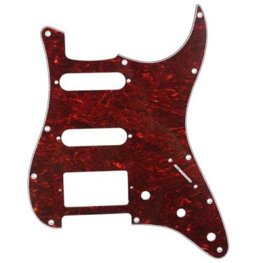 Imagem de Musiclily 11 Furos Escudo HSS Pickguard Strato para Guitarra Fender EUA/Mexicana Made Stratocaster Standard Estilo Moderno, 4 Camadas Vermelho Tortoise