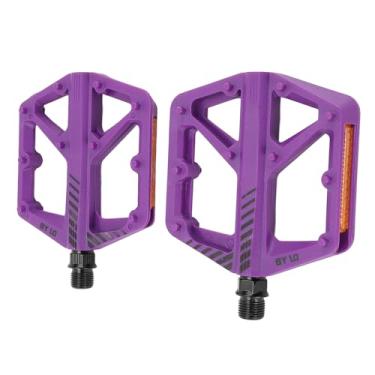 Imagem de Pedais Planos para Mountain Bike, Pedal Antiderrapante de Nylon Com Plataforma Grande para Controle Aprimorado de Bicicleta de Estrada (Violeta)
