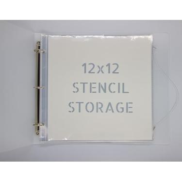Imagem de Fichário de armazenamento de estêncil, fichário de 30 x 30 cm com mangas - pasta com 30 protetores de folhas transparentes comporta estêncil de 30 x 30 cm, livro de apresentação de 30 x 30 cm,