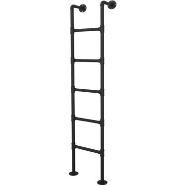 Imagem de Escada de saída de emergência para poço de janela, escada de cama de loft de metal montada na parede, escada de beliche de tubo de ferro industrial Escadas de escalada externas internas, cap