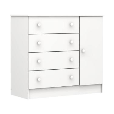 Imagem de Cômoda Infantil 4 Gavetas com Porta Fraldário Lia Branco Carolina Baby