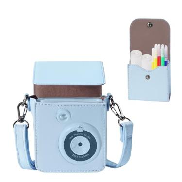 Imagem de Blummy Capa portátil para câmera instantânea ESOXOFFORE com bolsa na mesma cor para cabo USB e lápis de cor (apenas caixa) (azul)