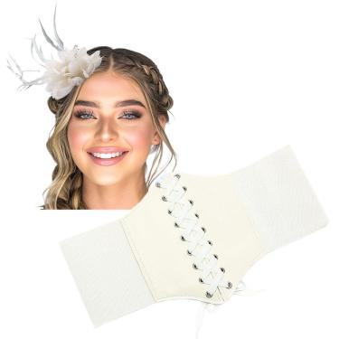 Imagem de Cinto Gótico Corselet Espartilho + Flor Cabelo e Broche: Acessório para Fantasia Festa Halloween