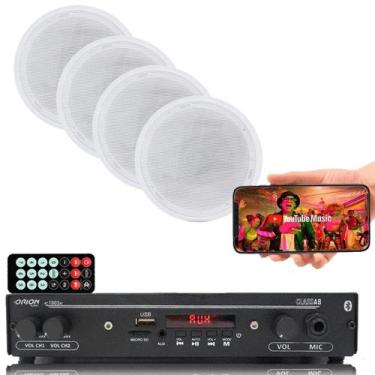 Imagem de Kit Som Ambiente Amplificador Bluetooth + 4 Arandelas Gesso - Geral