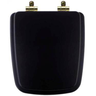 Imagem de Assento Sanitário Poliéster Soft Close Boss Matte Black (Preto Fosco) para Vaso Incepa com Ferragem Dourada
