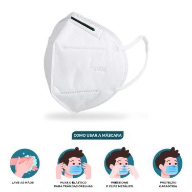 Imagem de Máscara Descartável KN95 WWDoll Cinco Camadas Branca com Cli