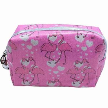 Imagem de Necessaire Rosa Flamingos 13x8x20cm - Taimes