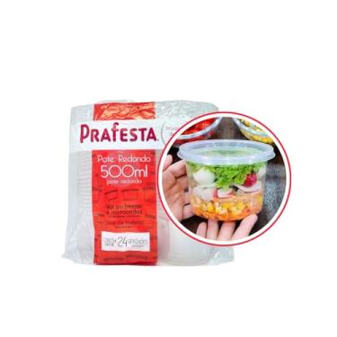 Imagem de Pote Redondo Descartável 500ml Prafesta Frutas Com Tampa 72u