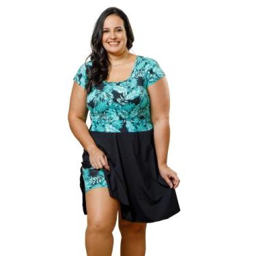 Imagem de Maiô Macaquinho Plus Size com Saída de Praia Evangélico Uv50+ Hidrogin