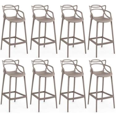 Imagem de Kit 8 Banquetas Allegra com Encosto Design Cozinha/Bancada - Fendi - M