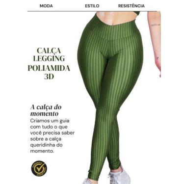Imagem de 2 Calça Legging 3D Poliamida Básico Cintura Alta Grossa Fitness Academ