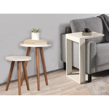 Imagem de Kit Mesinha Lateral Pé Palito Retro Decora Enfeita Moda Lar - Colomi