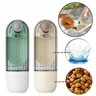 Imagem de Garrafa De Água Portátil Para Cães Gatos Porta Ração Agua  3 Em 1 - St