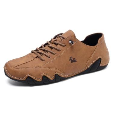 Imagem de Asifn Sapatos de Couro Respiráveis para Homens - Casual - Castanho - Tamanho 47