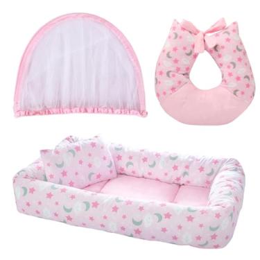 Imagem de Ninho Redutor de Berço Light Com Mosquiteiro e Apoio Amamentar Céu Rosa