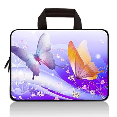 Imagem de HAPLIVES Bolsa de transporte universal para tablet infantil de 7 ~ 9 polegadas portátil neoprene com zíper, serve para iPad Mini 5 4 3 2 1, Galaxy Tab A 8.0 (linda borboleta)