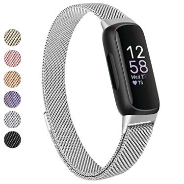 Imagem de Vanjua Pulseiras para Fitbit Inspire 3 para mulheres e homens, pulseira magnética ajustável de aço inoxidável, pulseira de substituição compatível com Fitbit Inspire 3 Fitness Tracker (prata)