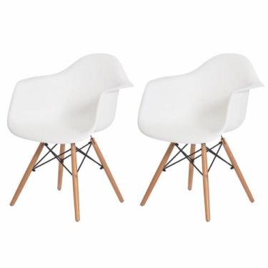 Imagem de Kit 2 Cadeiras Charles Eames Eiffel Com Braço Branco - Cadeiras INC