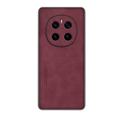 Imagem de HAO RIYLN Capa ultrafina para Honor Magic7/Magic7Pro, capa de telefone comercial leve de luxo com proteção de câmera capa de couro retrô, vermelha, Magic7