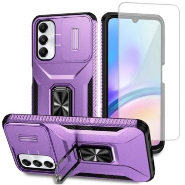 Imagem de Vavies Capa para Galaxy A05S, capa para Samsung A05S SM-A057F com protetor de tela de vidro temperado e capa de câmera deslizante, anel magnético suporte para carro capa à prova de choque para Samsung
