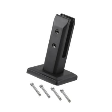 Imagem de Gralara Grampo de vidro com parafusos para cerca de piscina, espigão de corrimão, poste de fixação de desempenho estável, clipe de vidro para poste de, Preto Fosco, Altura 16cm