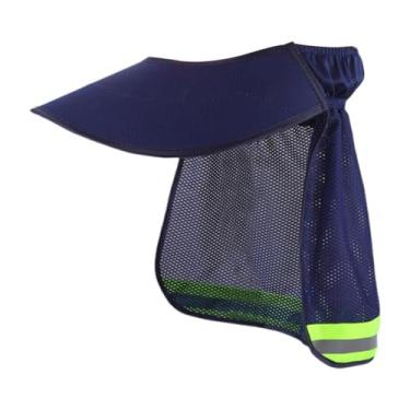 Imagem de KiBcsLic Capacete de Segurança de Aba Larga Protetor Solar Leve para Pescoço com Faixa Reflexiva Chapéu Seguro para O Verão Ao Ar Livre, Azul Preto, Tamanho real