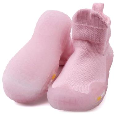 Imagem de CINDEAR Sapatos infantis para meninos e meninas, sapatos descalços infantis, respiráveis, antiderrapantes, meias, tênis sem cadarço, rosa, 8.5 Toddler